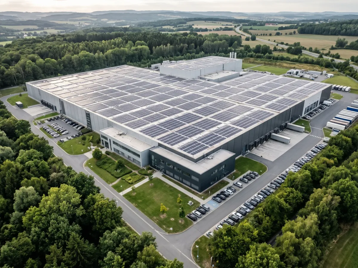 Solar panels on the factory roof